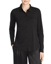 Eileen Fisher Organic Cotton Jersey Classic Collar Shirt In Black