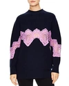 SANDRO MYSTERE SHEER LACE-INSET SWEATER,S2811H