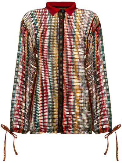 Missoni Open-knit Wool-blend Shirt In Brown