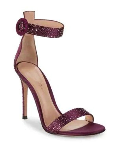 Gianvito Rossi Strass Crystal Embellished Sandals In Prune