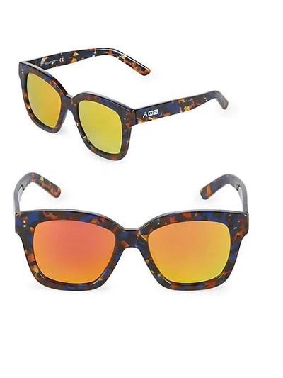 Aqs Mirrored 52mm Square Sunglasses In Red Orange