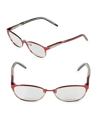 Gucci 54mm Oval Optical Glasses In Red