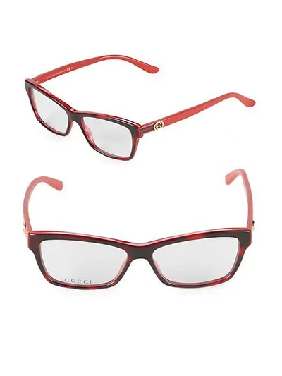Gucci 52mm Square Optical Glasses In Red