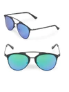 Aqs Mirrored 52mm Aviator Sunglasses In Black Green