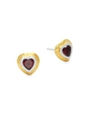 GURHAN Romance Garnet Goldtone Heart Earrings,0400096999632