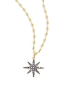 FREIDA ROTHMAN Classic CZ & 14K Gold-Plated Sterling Silver Starburst Pendant Necklace,0400092890029