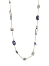 ALEXIS BITTAR Two-Tone Crystal-Encrusted Mixed Stone Station Necklace,0400093780168