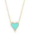 SAKS FIFTH AVENUE Diamond, Turquoise and 14K Yellow Gold Heart Pendant Necklace,0400098257678