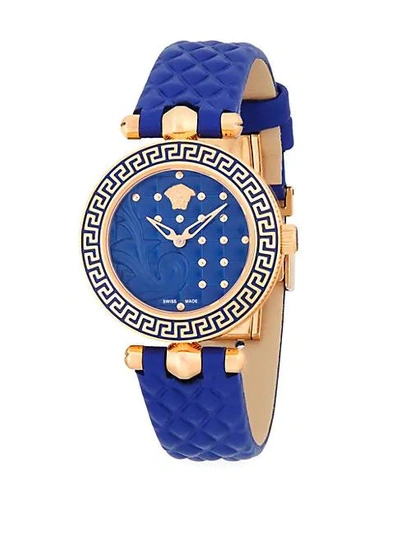 Versace Stainless Steel And Leather-strap Watch In Rose Gold