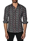 JARED LANG GRAPHIC COTTON BUTTON-DOWN SHIRT,0400099074730