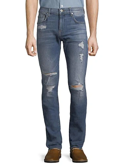 7 For All Mankind Paxtyn Distressed Jeans In Indigo