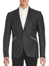 JOHN VARVATOS Textured One-Button Virgin Wool Blazer,0400090865724