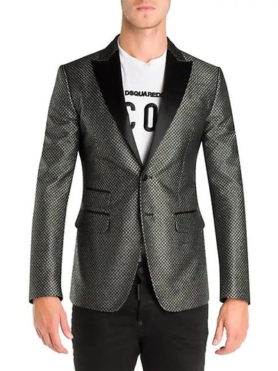 Dsquared2 London Lurex Jacquard Tuxedo Jacket In Silver