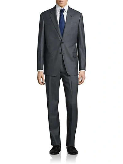 Armani Collezioni Two-button Wool Suit In Slate Grey