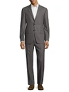 HICKEY FREEMAN CLASSIC FIT TEXTURED PLAID WOOL SUIT,0400096154532