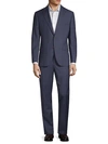 JACK VICTOR Classic Fit Windowpane Wool Suit,0400098656186