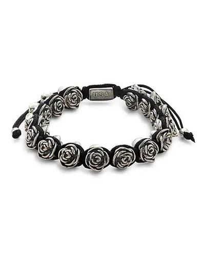 King Baby Studio Men's Rose & Macrame Bracelet In Black