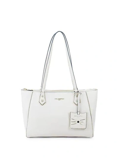 Karl Lagerfeld Classic Leather Tote In Sand