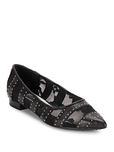 Alice And Olivia 'karen' Pointy Toe Flat (women) In Black Soft Calf