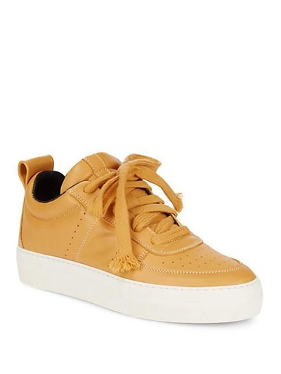 Helmut Lang Low Top Leather Trainers In Mustard