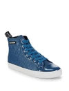 LOVE MOSCHINO Quilted High-Top Sneakers,0400097384228