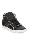 ALESSANDRO DELL'ACQUA Studded High-Top Leather Sneakers,0400087357741