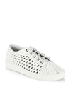 MICHAEL KORS VIOLET WOVEN LEATHER LACE-UP SNEAKERS,0400088419114