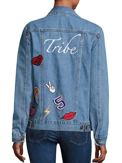 Logophile Tribe Denim Jacket In Light Blue