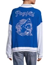 KOZA Colorblock Shark Varsity Cotton Jacket,0400096559164