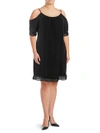 ABS BY ALLEN SCHWARTZ Plus Lace-Trimmed Cold-Shoulder Dress,0400099074581