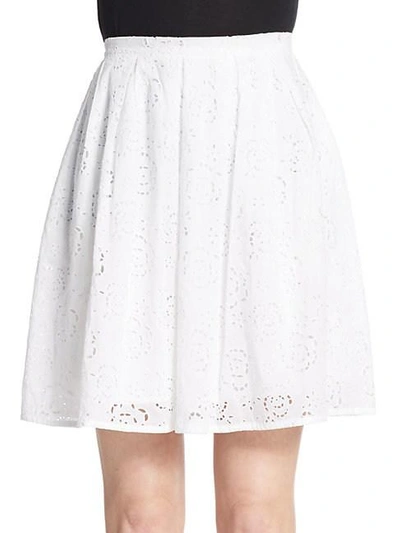 Christopher Kane Floral Eyelet Skirt In White