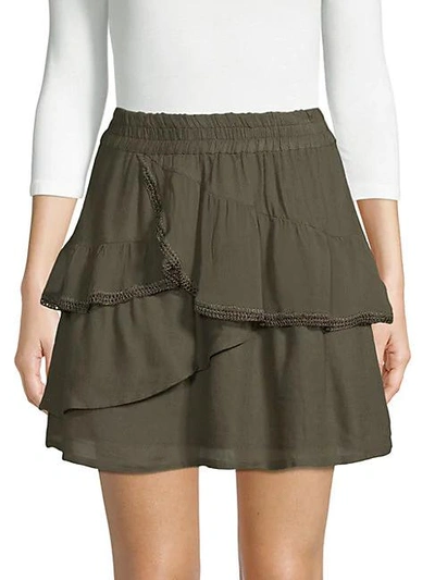 Iro Carmela Ruffled Mini Skirt In Khaki