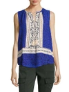 COLLECTIVE CONCEPTS Printed Tassel Tank Top,0400094311961