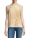 CAROLINA HERRERA Zippered Suede Blouse,0400095099182