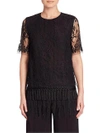 ADAM LIPPES Sheer-Sleeve Pullover Lace Top,0400094282156
