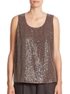 LAFAYETTE 148 CLEO SEQUINED-FRONT SILK GEORGETTE TANK,0400095651246
