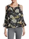 ELLA MOSS Floral Cold Shoulder Top,0400097343243