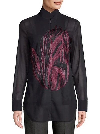 Akris Graphic Sheer Blouse In Nocolor