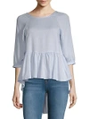 FRENCH CONNECTION Hi-Lo Peplum Top,0400097182122