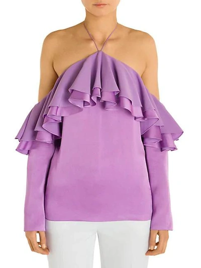 Emilio Pucci Off-the-shoulder Ruffle Blouse In Violet
