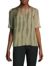 EILEEN FISHER Shibori Short-Sleeve Silk Box Top,0400097485607