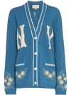 GUCCI NY YANKEES PATCH EMBROIDERED WOOL CARDIGAN