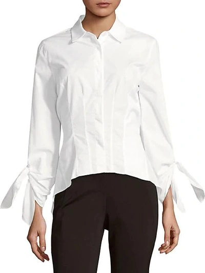 Donna Karan Tie Cuffs Blouse In White