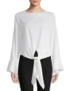 AVANTLOOK TIE-UP BELL-SLEEVE BLOUSE,0400098393584