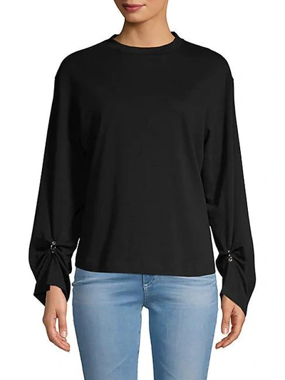 3.1 Phillip Lim / フィリップ リム Long-sleeve Pierced Cotton Top In Black