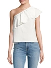 7 FOR ALL MANKIND Ruffled One-Shoulder Top,0400096165408