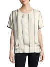 DKNY STRIPED SHORT SLEEVE TOP,0400094094577