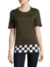 DSQUARED2 CHECKERED HEM COTTON TEE,0400094982957