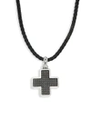 JOHN HARDY Leather & Sterling Silver Cross Pendant Necklace,0400099362464
