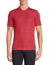 Giorgio Armani Striped V-neck Tee In Solid Dark
